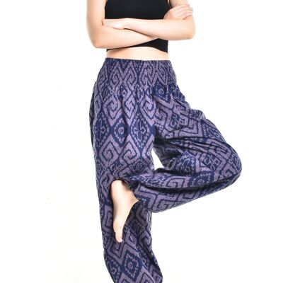Bohotusk Sarouel en coton labyrinthe violet bleu pour femme, petit/moyen (taille 8 à 12)