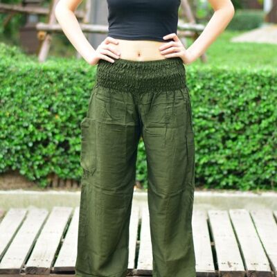 Bohotusk Kids Girls Plain Pantaloni Harem in vita elasticizzati verde oliva, 9 - 12 anni