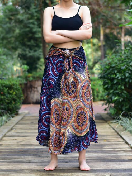 Bohotusk Black Brown Tulum Stripe Long Skirt With Coconut Buckle (& Strapless Dress) , S/M Only -