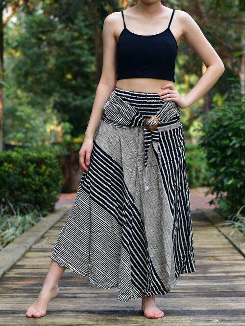 Bohotusk Black Patch Stripe Long Skirt With Coconut Buckle (& Strapless Dress) , Large / X-Large (UK 14 - 16)