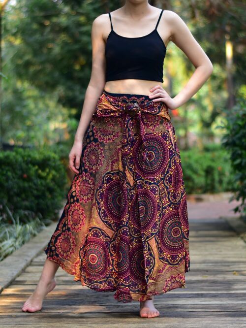 Bohotusk Red Solar Circle Long Skirt With Coconut Buckle (& Strapless Dress) , S/M Only -  x