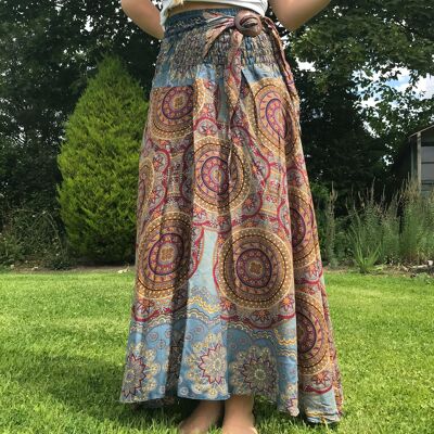 Bohotusk Grey Solar Circle Long Skirt With Coconut Buckle (& Strapless Dress) , Large / X-Large (UK 14 - 16)