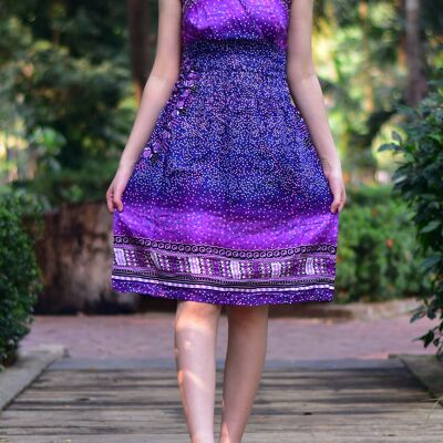 Bohotusk Purple Night Sky Knielanges Kleid zum Binden, Klein / Mittel (UK 8 - 12)