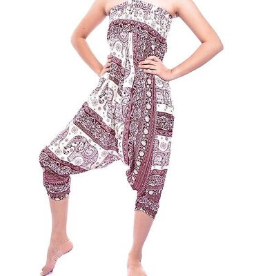 Bohotusk Red Elephant Herd Jumpsuit, Small / Medium (UK Size 8 - 12)