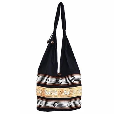 Bohotusk Yellow Gold Cotton Thai Elephant Hobo Shoulder Bag ,