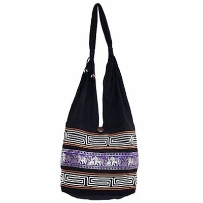 Bohotusk Purple Cotton Thai Elephant Hobo Shoulder Bag ,