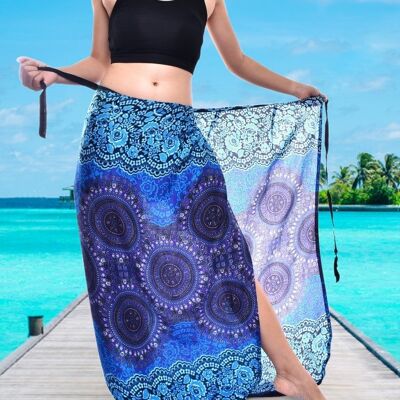 Bohotusk Blue Sun Glow Sarong Super Soft 220 cm x 102 cm, 220 x 102 cm