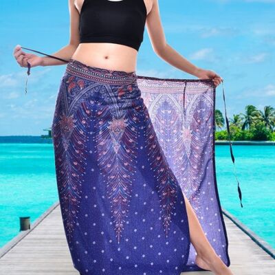 Bohotusk Navy Blue Peacock Sarong Super Soft 220 cm x 102 cm, 220 x 102 cm