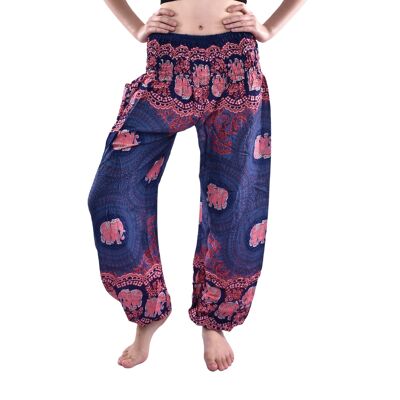 Bohotusk Kids Purple Pink Elephant Genie Pantalones bombachos elásticos con cintura fruncida, (6 - 8 años)