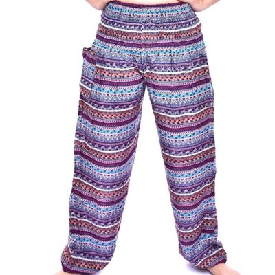 Bohotusk Purple Chill Stripe Print Elástico Smocked Cintura Mujer Harem Pantalones, Grande / X-Large (Talla 14 - 18)