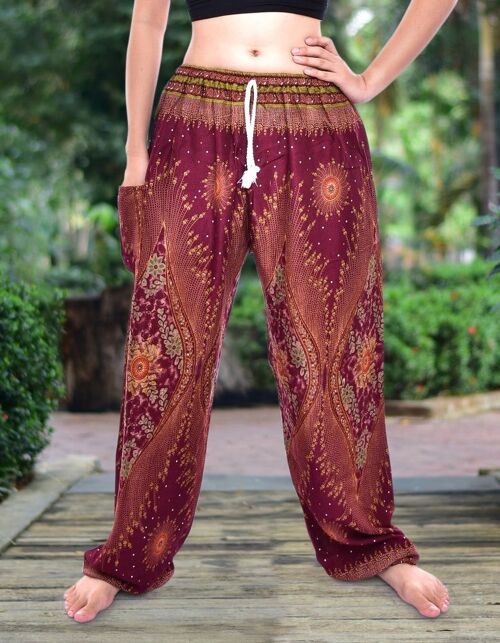 Buy wholesale Bohotusk Maroon Moonshine Print Womens Harem Pants