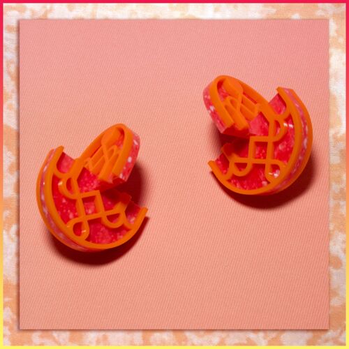 Orange pan chang earrings