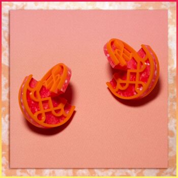 Boucles d'oreilles pan chang orange 1