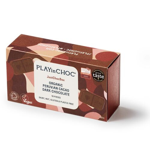 JustChoc Box Organic Peruvian Cacao Dark Chocolate 100g