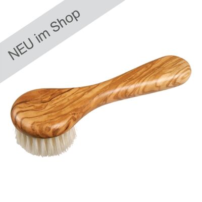 Brosse faciale Olivia - avec un manche et des poils doux et de couleur claire