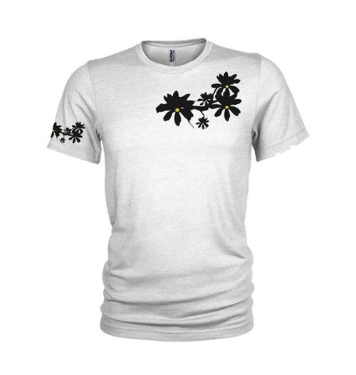 Black and yellow Magnolia flowers SURF Tee design T-shirt. - White (Ladies)