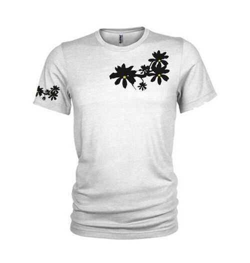 Black and yellow Magnolia flowers SURF Tee design T-shirt. - White (mens)