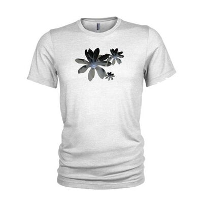 Schwarzes und graues Magnolien-Blumen BRANDUNGS-T-Stück Design T-Shirt. - Weiß (Damen)