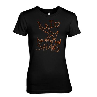 I love Hammerhead sharks kids style drawing SCUBA DIVE T-shirt - Black (Mens)