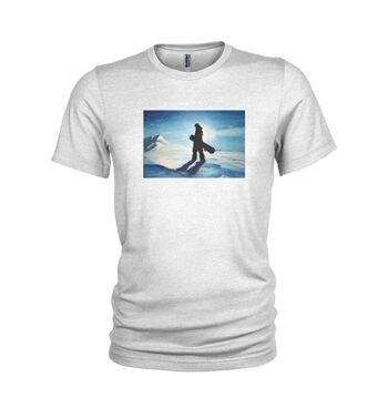 Snowboard & Ski 'Shreddin' Winter Sports 100% Cotton T-shirt - Blanc (femme) 1