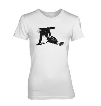 Snowboard & Ski 'First Tracks' Winter Sports 100% Cotton T-shirt - Blanc (femme) 1