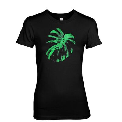 Cheeseplant, tropical jungle foliage & plant. Green planet T-shirt design. - Black (Mens)