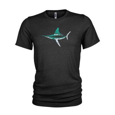 Metal effect & green metallic shine Striped Marlincuba diving T-shirt - Black (Mens)