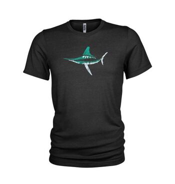 T-shirt de plongée rayé Marlincuba à effet métallisé et vert métallisé - Noir (Homme) 1