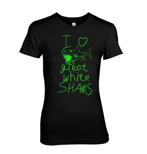 I love Great White Sharks kids style scuba diving shark T-shirt - Black (Ladies)