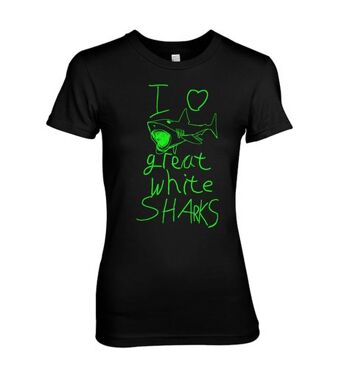I love Great White Sharks T-shirt de requin de plongée sous-marine pour enfants - Noir (Homme)