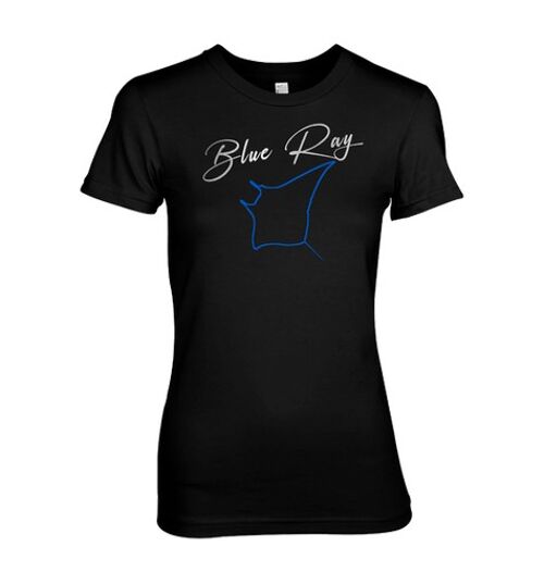 Blue Ray Metaltylised Manta and metal foil text. Cool, modern T-shirt design - Red (Ladies)