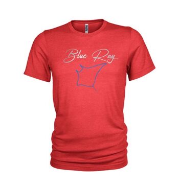 Blue Ray métallisé Manta et texte en feuille de métal. Design de t-shirt cool et moderne - Rouge (Homme) 2