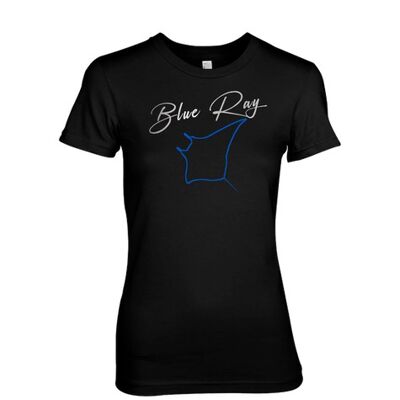 Blue Ray Metaltylised Manta and metal foil text. Cool, modern T-shirt design - Black (Mens)