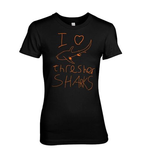 I love Thresher Sharks dive SCUBA DIVING SHARK T-shirt - Black (Mens)