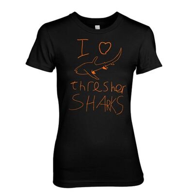 I love Thresher Sharks dive SCUBA DIVING SHARK T-shirt - Black (Mens)