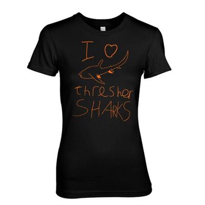 T-shirt I love Thresher Sharks dive SCUBA DIVING SHARK - Nero (donna)