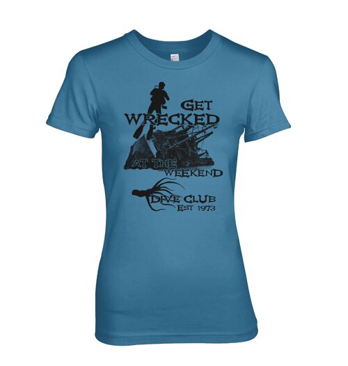 Wrecked - Unique dive school & wreck diving humorous T-Shirt - indigo (Ladies)