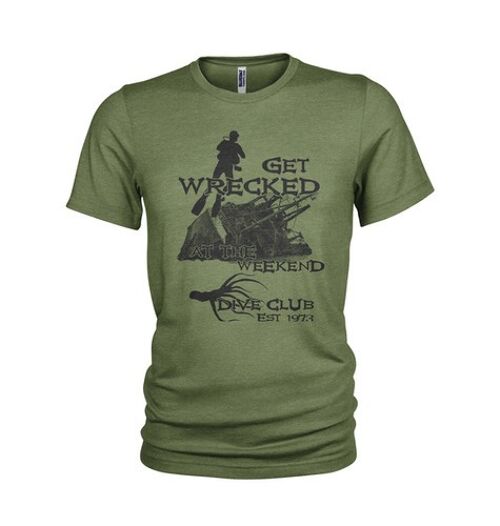Wrecked - Unique dive school & wreck diving humorous T-Shirt military Green (Mens)