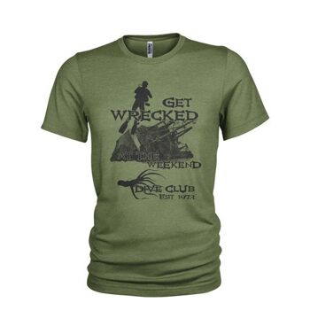 Wrecked - Unique dive school & wreck diving T-Shirt humoristique Vert militaire (Homme)