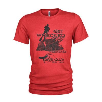 Wrecked - Unique dive school & wreck diving humorous T-Shirt - Red (Ladies)