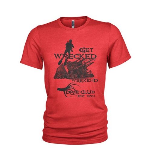 Wrecked - Unique dive school & wreck diving humorous T-Shirt - Red (Mens)