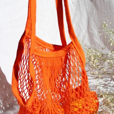 Orangefarbene Netztasche aus Baumwolle