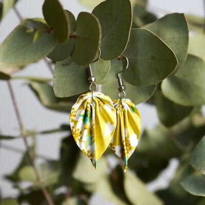Boucles d'oreilles origami - Petites feuilles jaunes