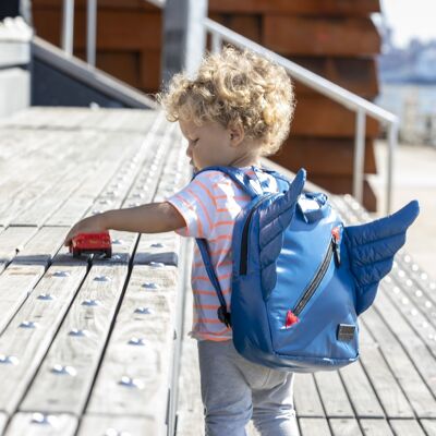 MINI Wings 7AM Backpack: Padded Wings, Exterior Diagonal Pocket, Water Repellent Cover, Washable - Nuit