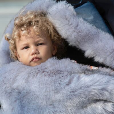POD 7AM Plush Footmuff: Padded and Elegant for Children (18-36M), Heather Gray with Faux Fur Details - Ideal for Walks