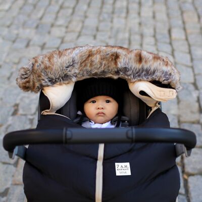 Cocoon 7AM Autositzbezug für Autositze: Sicher und warm für Babys (0–12 Monate), wasserabweisend mit Wärmeisolierung – schwarzes Kunstfell