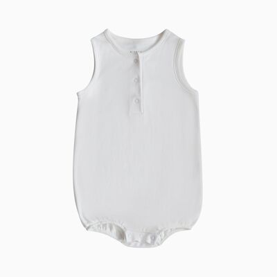 Organic Pima Cotton Romper - Pearl White