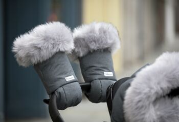 Gants de poussette Warmmuff 7AM : chauds et pratiques, gris chiné Tundra – parfaits pour les promenades hivernales – couleur gris chiné Tundra 1