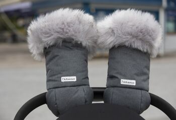 Gants de poussette Warmmuff 7AM : chauds et pratiques, gris chiné Tundra – parfaits pour les promenades hivernales – couleur gris chiné Tundra 2