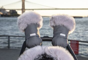 Gants de poussette Warmmuff 7AM : chauds et pratiques, gris chiné Tundra – parfaits pour les promenades hivernales – couleur gris chiné Tundra 3